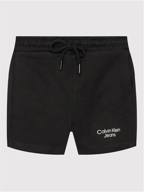 STACKED LOGO RELAXED SHORTS CALVIN KLEIN JEANS | IB0IB01180/BEH